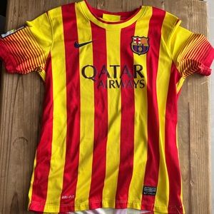 Qatar Airways Netmar Jr #11 Mes Que Un Club Kids Size L Soccer Jersey FCB Un…